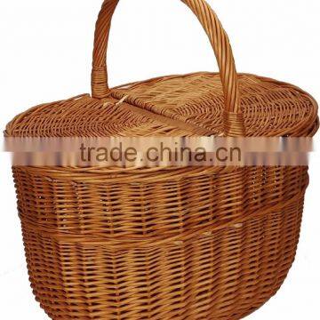 wholesale wicker picnic basket, wicker basket with lids and handle