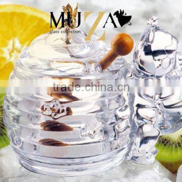 Wholesale Honey Jar Glass Honey Pot with Dipper