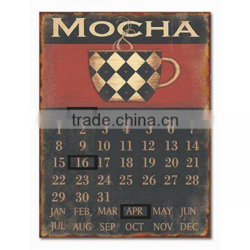 Mocha Metal Calendar Home Decorative Calendar Metal Iron Calendar