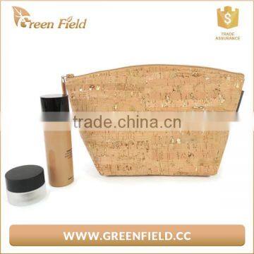 Green Field Recycle Cork Leather Makeup Bag Natural Wood Cork Material Cosmetic Bag