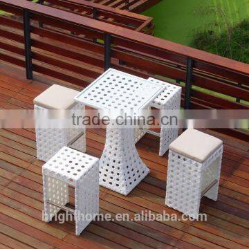 Ndoor Outdoor Wicker Bar Stools 5pcs Rattan Bar Table and Chairs Set photo-3