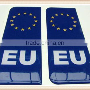 Euro EU Number Plate Resin Domed Sticker 3D Gel Car Badge x 2