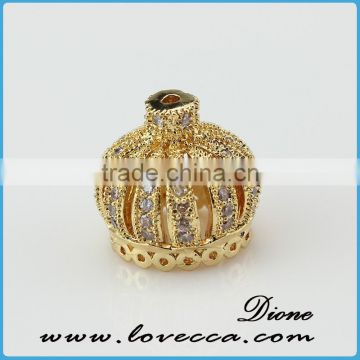 WX-18 Crown shape micropave beads,silver zircon beads for necklace pendants