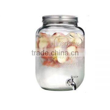 8L Yorkshire Embossed Beverage Juice Glass Bottle With Tap photo-3