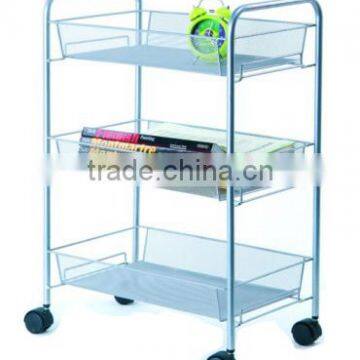 3 Tiers Metal Mesh Document Stationery Cart With 4 Wheels photo-2