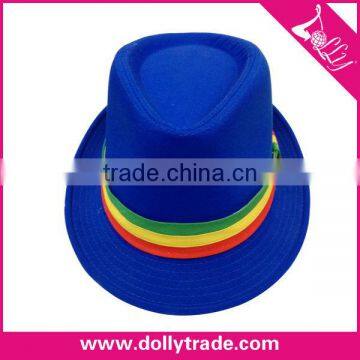 Blue Color High Quality Wholesale Straw Paper Men Fabric Fedora Hats