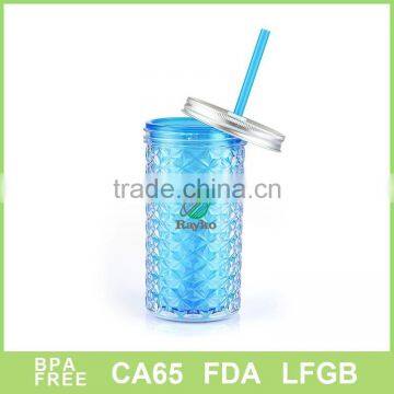 2015 New Products Clear Plastic Soft Drink Mugs Soft Drink Mugs Manson Jars With Metal Lid photo-3