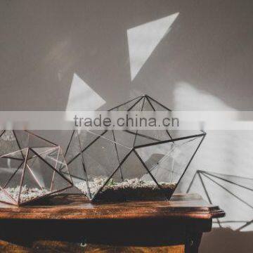 Terrarium Large Strange Geometric Triangle Shape Staine Glass Terrarium Succulent Flowerpot photo-3
