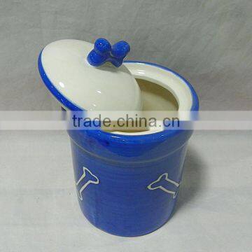 Column Shape Ceramic Dog Treat Jar