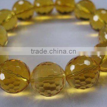 wholesale 7" 16mm round faced natural yellow crystal bracelet