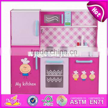 New Style Big Size Lovely Pink Girls Toys Wooden Girls Play Kitchen W10C276 photo-4