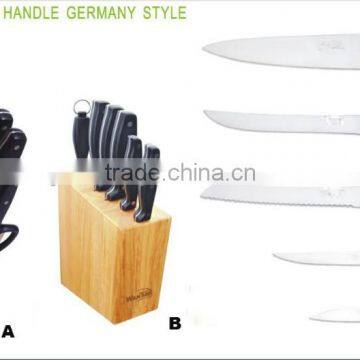 5-Pieces Knife set: 5 knives in ABS handle + wood color knife block.