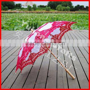 New Arrival Stock White and Rose Colors Victorian Lace Parasol photo-2