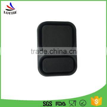 Food Grade Portable Collapsible Silicone Lunch Box,Double Lattice Silicone Lunch Box. photo-2