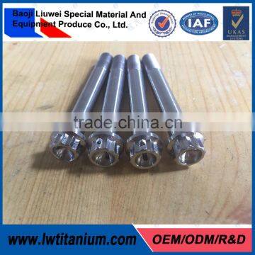 Polished Grade5 12 Point Titanium Rim Screw M7*1.0*24 by LIUWEI
