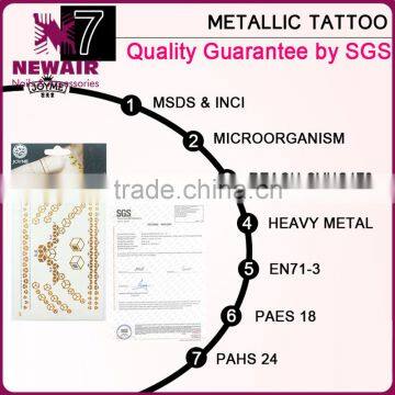 Eco-friendly Flash Gold Metallic Fluorescent Body Skin Safe Temporary Tattoo Sticker photo-5