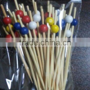 Not Coated Finishing Safe Bamboo Skewers with Coloful Round Ball