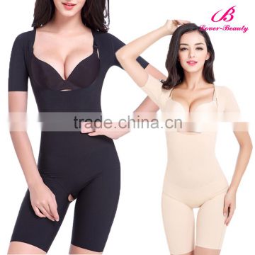 Sexy Black and Nude Body Shaper Short Sleeve Slimming Body Corset with Material Picture