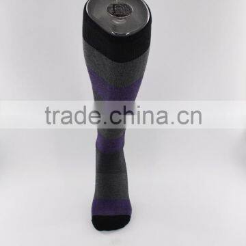 European Size Melanged Cotton Yarn Wide Strip Knee High Socks Women photo-4