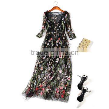 Maxnegio Maxi Dress Woman Long Sleeve Embroidery Guinea Brocade Women Casual Dress photo-5