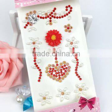 Special Gems Heart Rhinestone Pearl Sticker Self Adhesive Crystal Stickers For DIY photo-2
