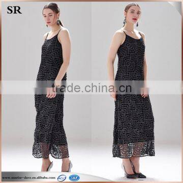 Ladies Crochet Black Long Fashion Evening Party Dress photo-2