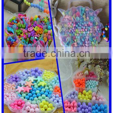 kids diy loose beads box set fashion jewelry acessories acrylic loose beads for children gift