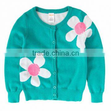 latest fancy flowers jacquard girls kids knitting cardigan sweater