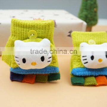 TC13011 Cute Kitty Animal Pattern Baby Gloves With Fingers, Cheap Knitted Baby Gloves Wholesale photo-3