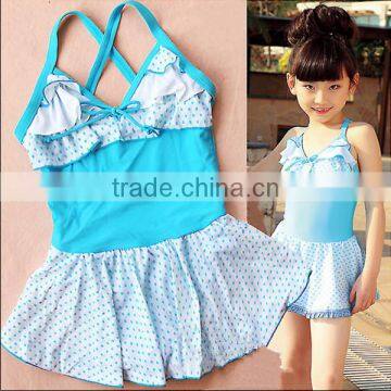 Colouful Fashion Swimwear Kid Swimsuit Rainbow Color Swimwear With Cap Girl Swimsuit