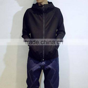 High quality mans wear custom zipper black fitness hoodie wholesale