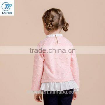 Girls Knitted t Jacquard t Shirt Whith Pleated Hem Kids Long Sleeve Pullover Clothing Wholesale photo-4