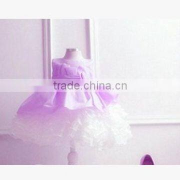 F10045A European Style Dress Pattern Girls Bowknot Party Dress photo-3