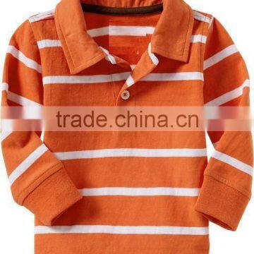 BOYS STRIPED LONG SLEEVE POLO T SHIRT WITH CUFFS