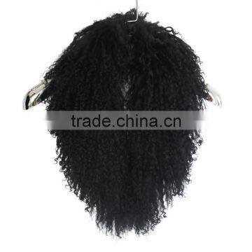 Myfur Genuine Black Mongolian Sheep Fur Customized Collar for Women Coats