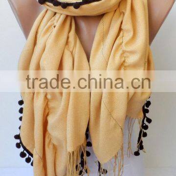 Jasmine Ruffle Pashmina Scarfs Ruffle Pashmina Scarves Pompom Scarf Frilly Women Scarf Wedding Scarf Jasmine Scarfs Fashion Acce photo-3