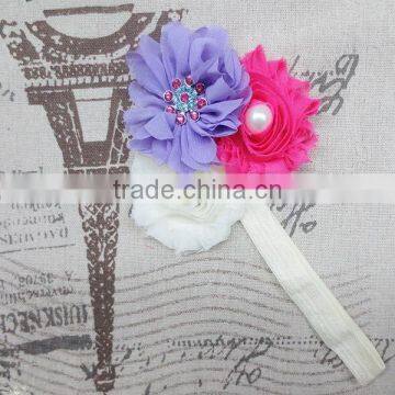 Fashionable Chiffon shabby Flower Headbands With Pearl Beaded