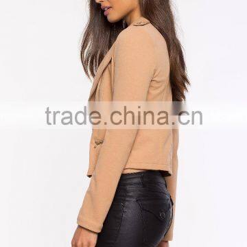 Latest Notched Collar Asymmetric Zip Woman Jacket Fashion Women Coats photo-4