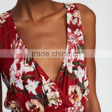 2017 HOT Sale Deep V-neck Sexy Ladies Short Floral Print Jumpsuit photo-6