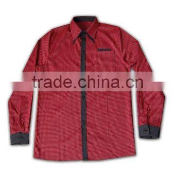 100% Cotton Design China Made Black Brim Mens Maroon Color Cotton Shirt photo-4