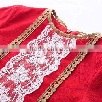 Wholesale Handmade Pettigirl Autumn Red Girl Boutique Dress Cotton Flower Girls Dress With Hair Accessories G-DMGD908-893 photo-6