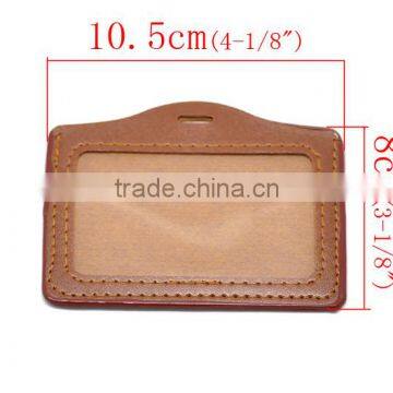 Coffee Horizontal Leatheroid Business Credit ID Card Badge Holders For Wholesale photo-3