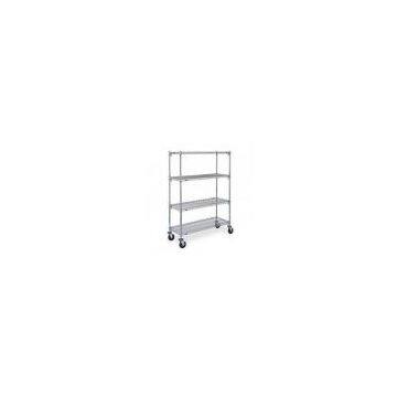 Wire Cart, 69 In High, 60 x 24,  Finish Chrome 4 Shelving Supermarket