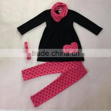 China Manufacturer plain polka dots girls boutique clothes sets