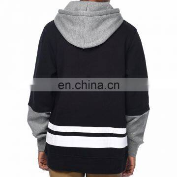 Modern Design High Quality Custom Contrasted Three-colors Men Hoodies Colorblocked Black Pullover Hoodies photo-2