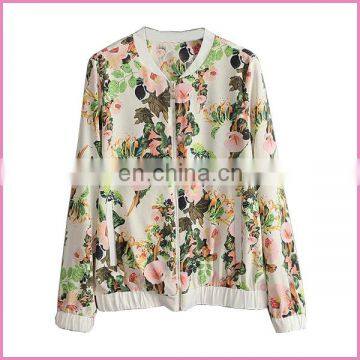 floral printed chiffon girl's jacket flower baseball top jacket