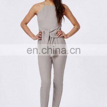 BS60002 CHINA WHOLESALE CREPE TIE WAIST JUMPSUIT ICE GREY