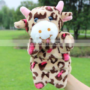 Educational Kids Toy Custom Animal Cartoon Character Soft Plush Stuffed Cow Hand Puppet photo-6