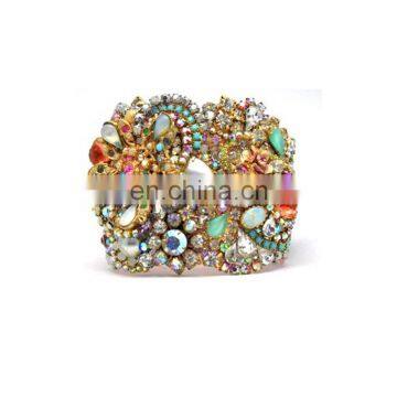 Aidocrystal Handmade Colorful Beads Wedding Bracelet Rhinestone Cuff Bangles Bracelet for Women photo-3