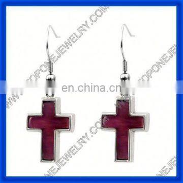 2014 latest hot stainless steel male cross earrings jewelry made in China factory